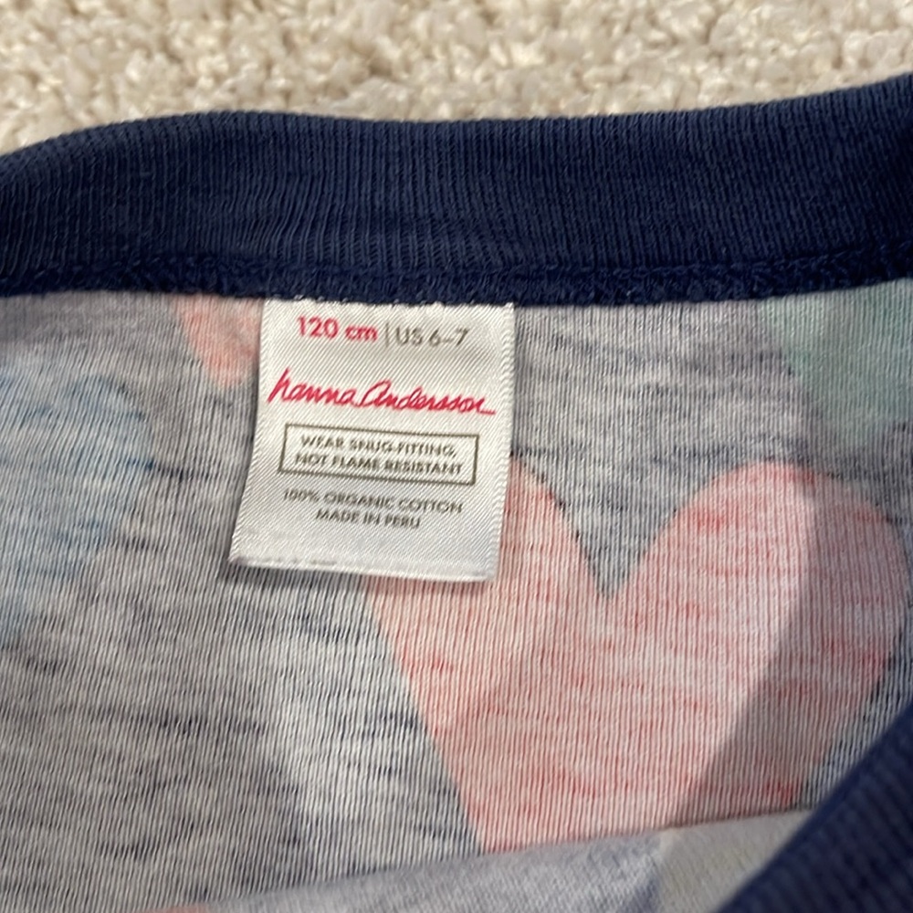 Hanna Andersson Colorful Heart Print Kids Pajamas, size 6 - Picture 3 of 5